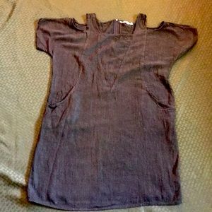 Soft surroundings dark green petite medium dress. Cut out shoulder. Pockets!